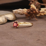 Minimalist Pavé 6-Prong Round Cut Garnet Engagement Ring - Additional view