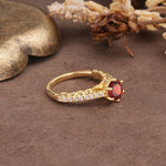 Minimalist Pavé 6-Prong Round Cut Garnet Engagement Ring - Additional view