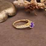 Minimalist Pavé 6-Prong Round Cut Amethyst Engagement Ring - Additional view