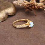 Minimalist Pavé 6-Prong Round Cut Moonstone Engagement Ring - Additional view