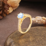 Minimalist Pavé 6-Prong Round Cut Moonstone Engagement Ring - Additional view