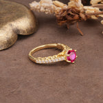 Minimalist Pavé 6-Prong Round Cut Ruby Engagement Ring - Additional view
