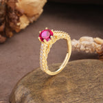 Minimalist Pavé 6-Prong Round Cut Ruby Engagement Ring - Additional view