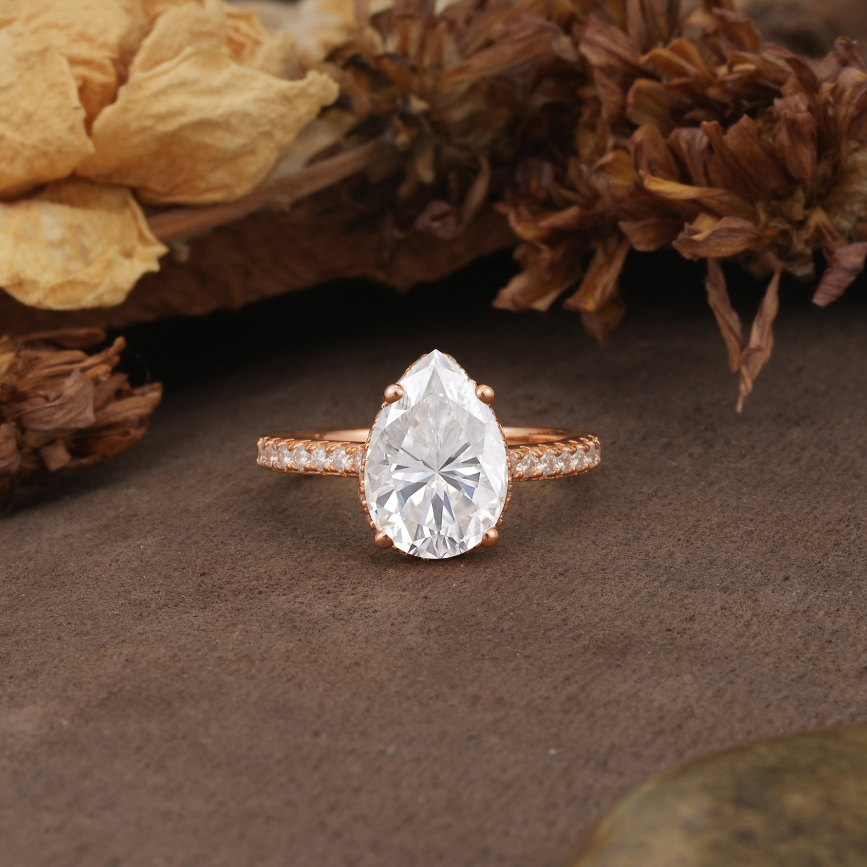Classic Luxury 4 Prong Pear Cut Moissanite Engagement Ring - Additional view