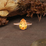 Classic Luxury 4 Prong Pear Cut Citrine Engagement Ring - Additional view