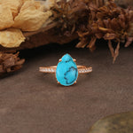 Classic Luxury 4 Prong Pear Cut Turquoise Engagement Ring - Additional view