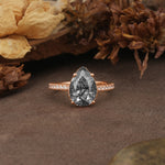 Classic Luxury 4 Prong Pear Cut Black Rutilated Quartz Engagement Ring - Additional view