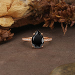 Classic Luxury 4 Prong Pear Cut Black Onyx Engagement Ring - Additional view