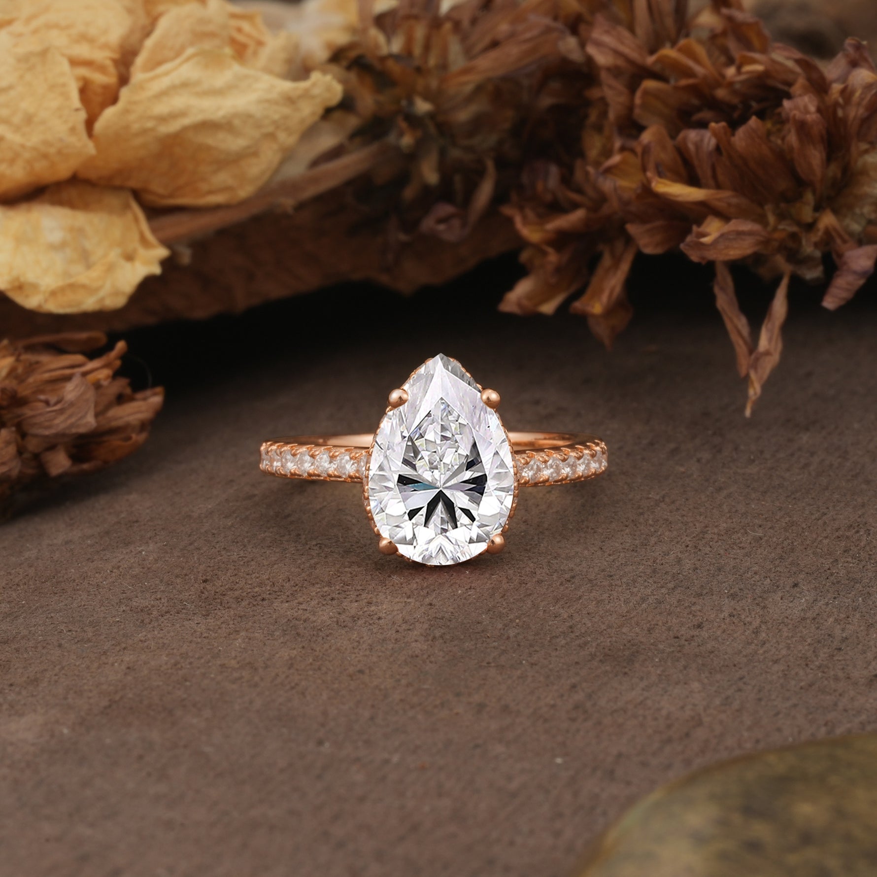 Classic Luxury 4 Prong Pear Cut Lab Diamond Engagement Ring - Additional view