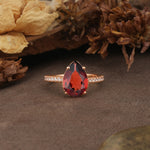 Classic Luxury 4 Prong Pear Cut Garnet Engagement Ring - Additional view