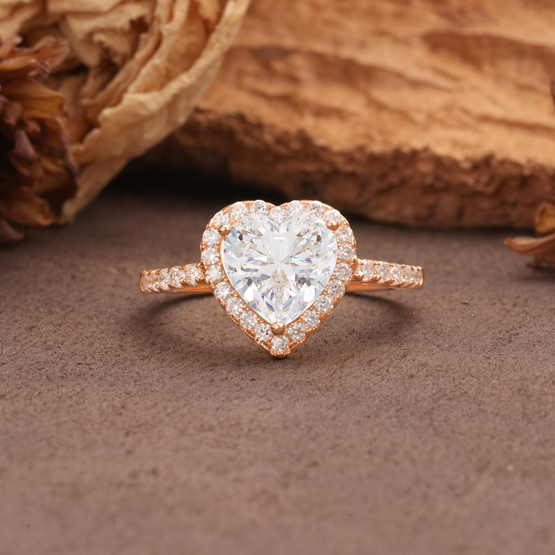 Luxurious & Romantic 3-Prong Heart Cut Moissanite Engagement Ring - Additional view