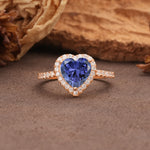 Luxurious & Romantic 3-Prong Heart Cut Tanzanite Engagement Ring - Additional view