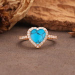 Luxurious & Romantic 3-Prong Heart Cut Turquoise Engagement Ring - Additional view