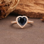 Luxurious & Romantic 3-Prong Heart Cut Black Onyx Engagement Ring - Additional view