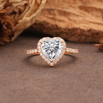 Luxurious & Romantic 3-Prong Heart Cut Lab Diamond Engagement Ring - Additional view