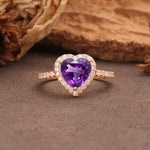 Luxurious & Romantic 3-Prong Heart Cut Amethyst Engagement Ring - Additional view