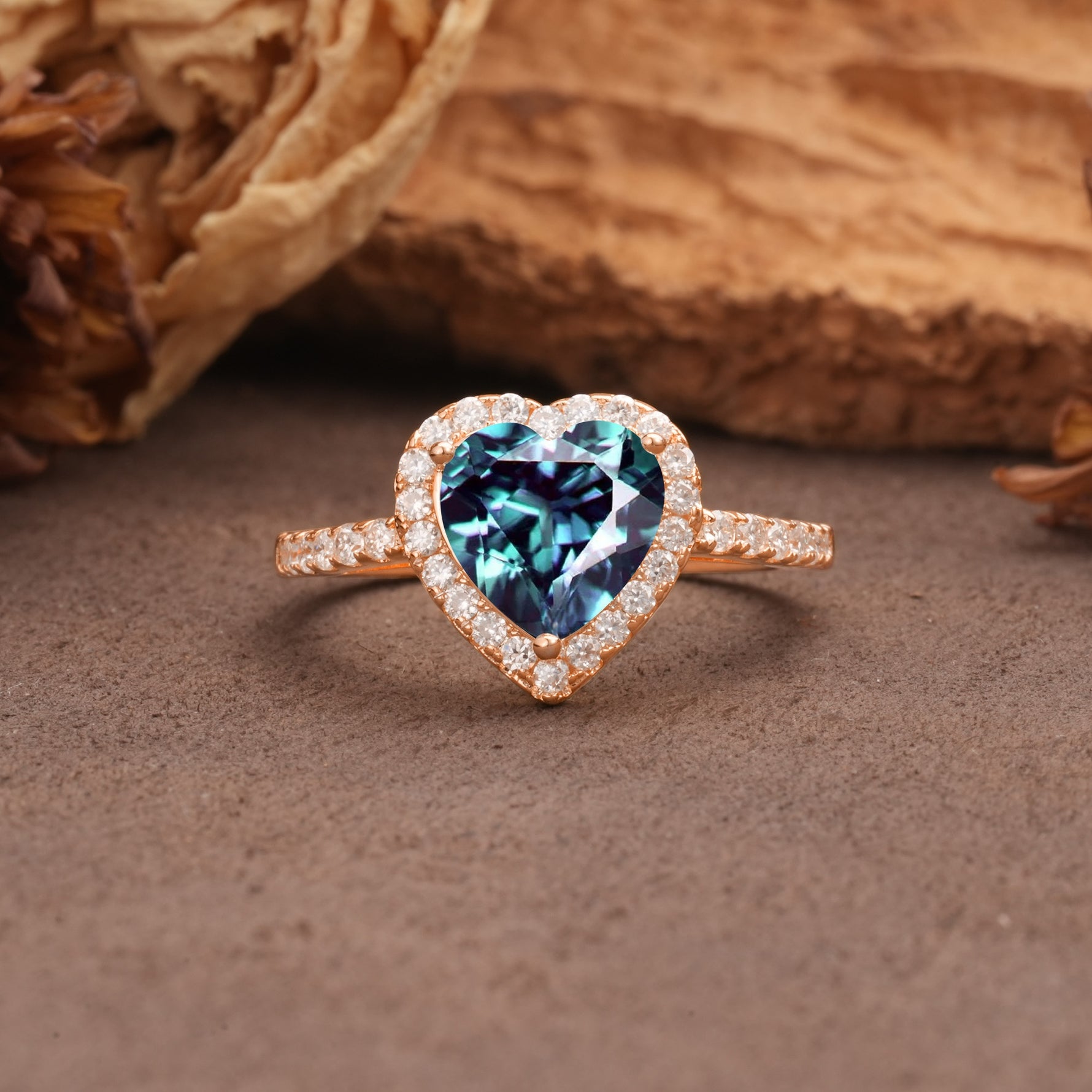 Luxurious & Romantic 3-Prong Heart Cut Alexandrite Engagement Ring - Additional view