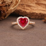Luxurious & Romantic 3-Prong Heart Cut Ruby Engagement Ring - Additional view