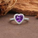 Luxurious & Romantic 3-Prong Heart Cut Amethyst Engagement Ring - Additional view