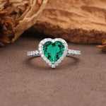 Luxurious & Romantic 3-Prong Heart Cut Emerald Engagement Ring - Additional view