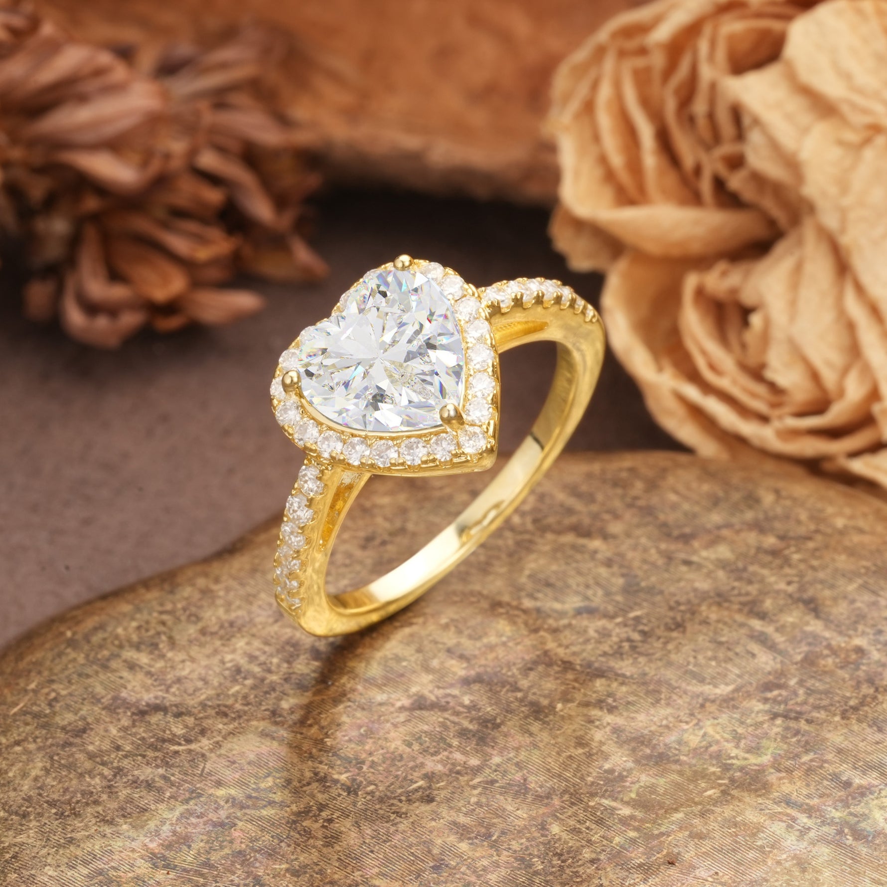 Luxurious & Romantic 3-Prong Heart Cut Moissanite Engagement Ring - Additional view