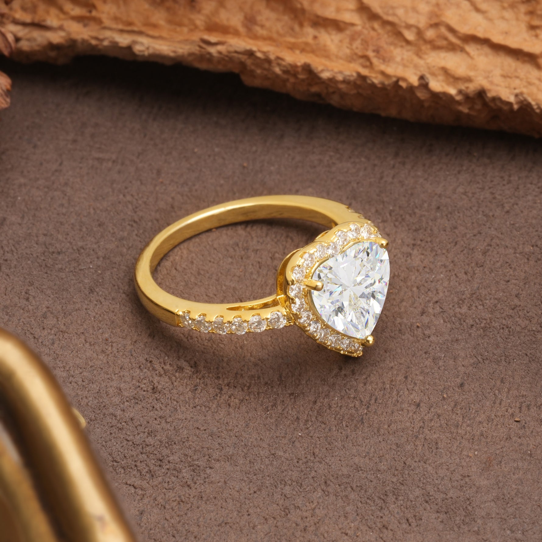Luxurious & Romantic 3-Prong Heart Cut Moissanite Engagement Ring - Additional view