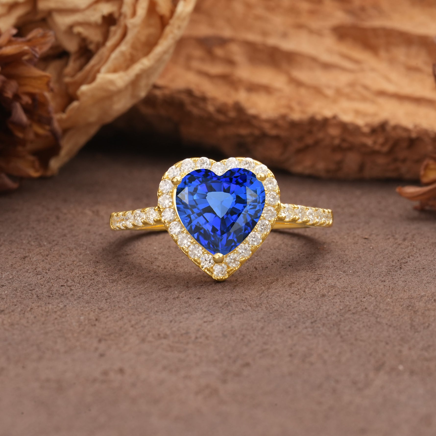 Luxurious & Romantic 3-Prong Heart Cut Sapphire Engagement Ring - Additional view
