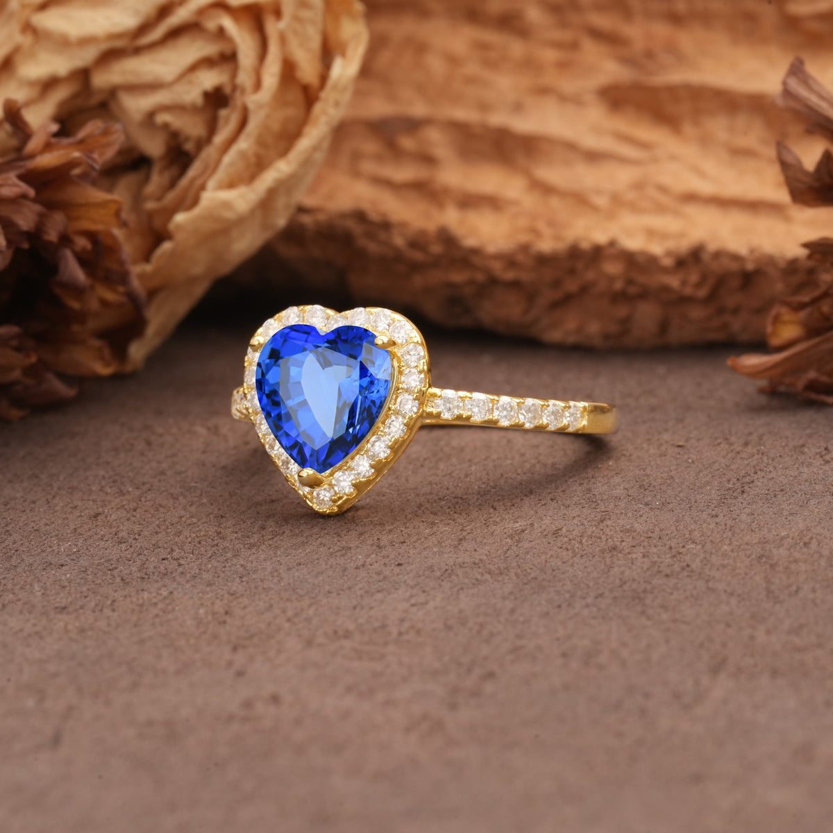 Luxurious & Romantic 3-Prong Heart Cut Sapphire Engagement Ring - Additional view