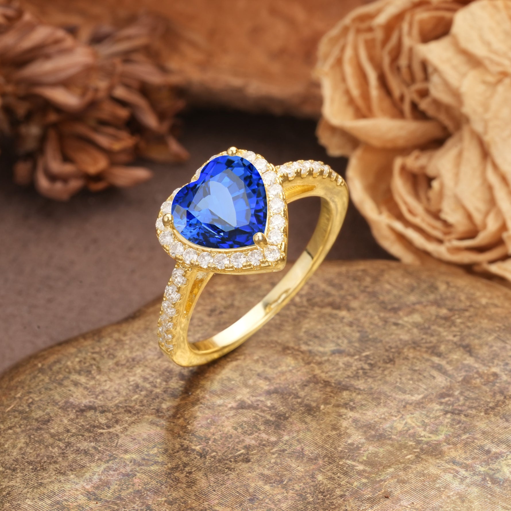 Luxurious & Romantic 3-Prong Heart Cut Sapphire Engagement Ring - Additional view
