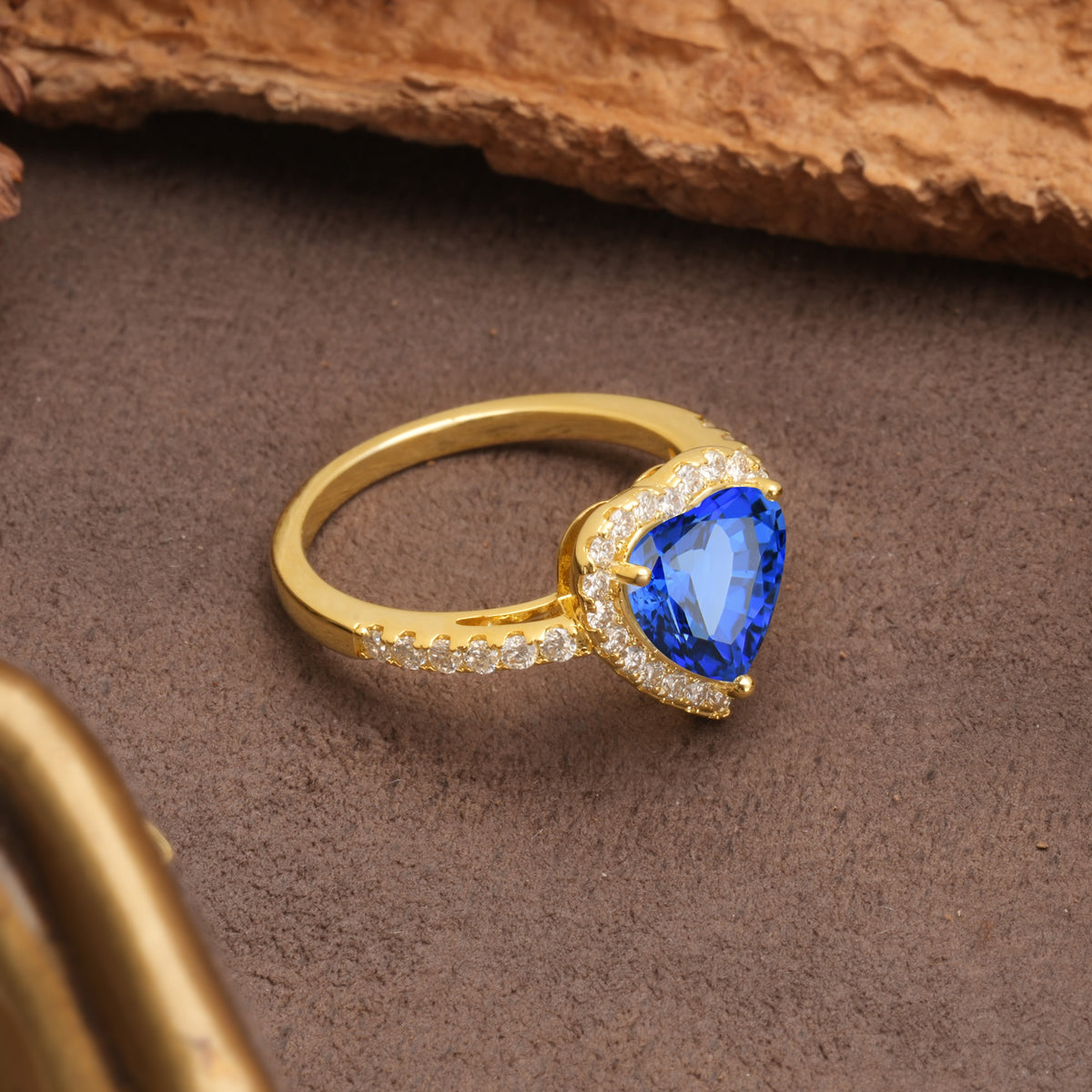Luxurious & Romantic 3-Prong Heart Cut Sapphire Engagement Ring - Additional view