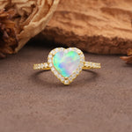 Luxurious & Romantic 3-Prong Heart Cut Fire Opal Engagement Ring - Additional view