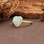 Luxurious & Romantic 3-Prong Heart Cut Fire Opal Engagement Ring - Additional view