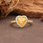 Luxurious & Romantic 3-Prong Heart Cut Citrine Engagement Ring - Additional view