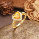 Luxurious & Romantic 3-Prong Heart Cut Citrine Engagement Ring - Additional view