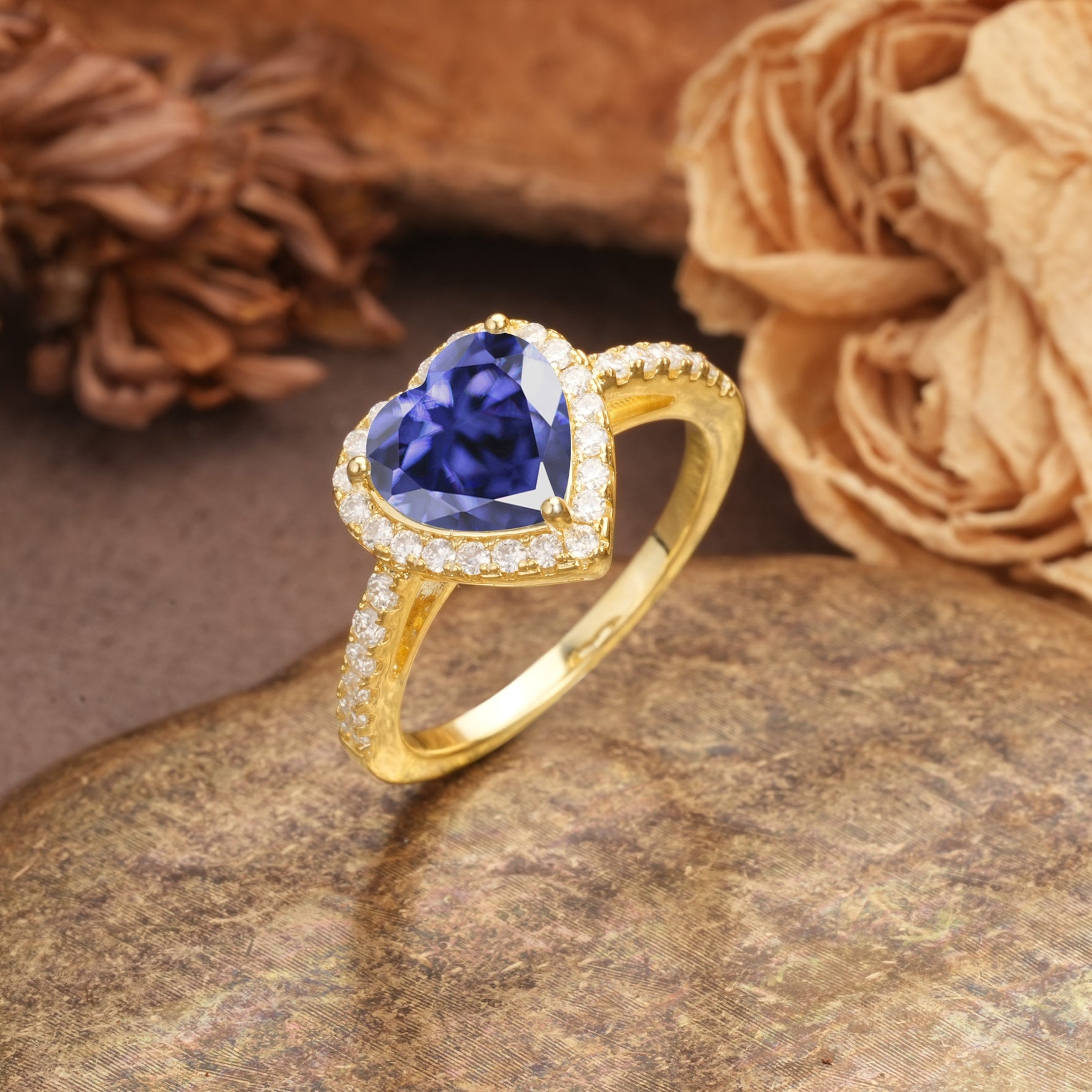 Luxurious & Romantic 3-Prong Heart Cut Tanzanite Engagement Ring - Additional view