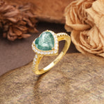 Luxurious & Romantic 3-Prong Heart Cut Moss Agate Engagement Ring - Additional view