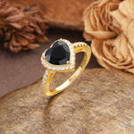 Luxurious & Romantic 3-Prong Heart Cut Black Onyx Engagement Ring - Additional view