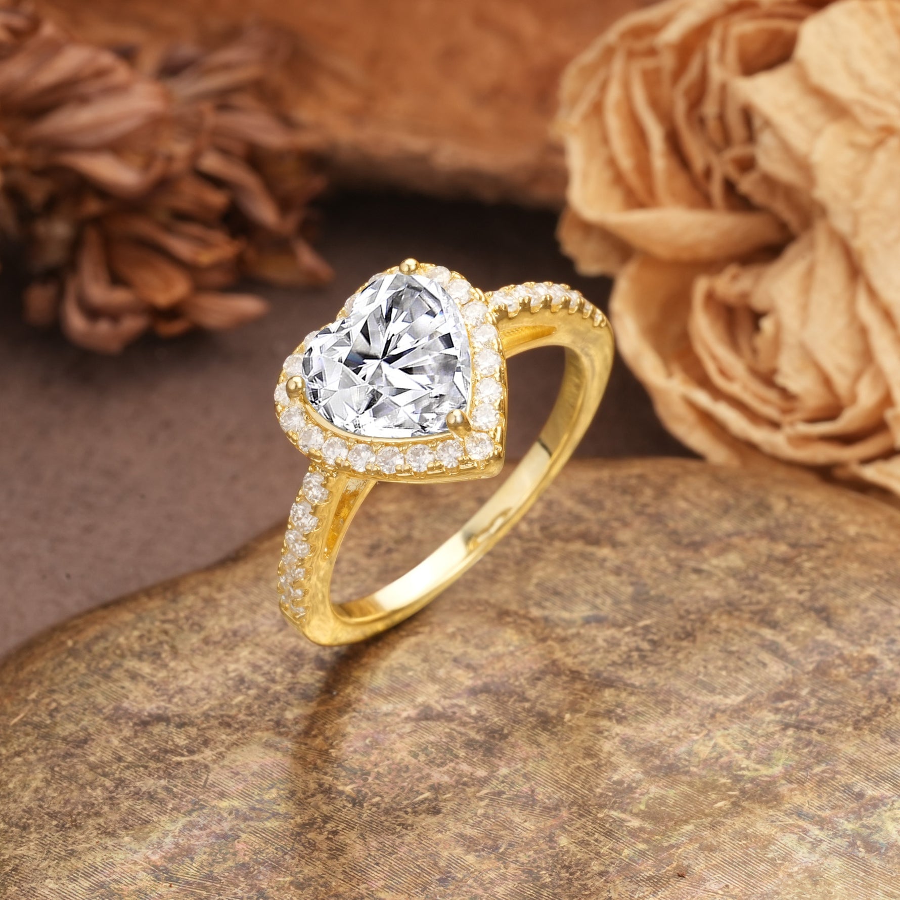 Luxurious & Romantic 3-Prong Heart Cut Lab Diamond Engagement Ring - Additional view