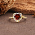 Luxurious & Romantic 3-Prong Heart Cut Garnet Engagement Ring - Additional view
