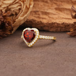 Luxurious & Romantic 3-Prong Heart Cut Garnet Engagement Ring - Additional view