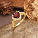 Luxurious & Romantic 3-Prong Heart Cut Garnet Engagement Ring - Additional view