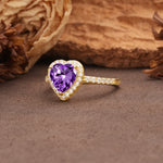 Luxurious & Romantic 3-Prong Heart Cut Amethyst Engagement Ring - Additional view