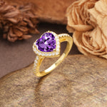 Luxurious & Romantic 3-Prong Heart Cut Amethyst Engagement Ring - Additional view
