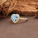 Luxurious & Romantic 3-Prong Heart Cut Aquamarine Engagement Ring - Additional view