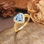 Luxurious & Romantic 3-Prong Heart Cut Aquamarine Engagement Ring - Additional view