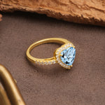 Luxurious & Romantic 3-Prong Heart Cut Aquamarine Engagement Ring - Additional view