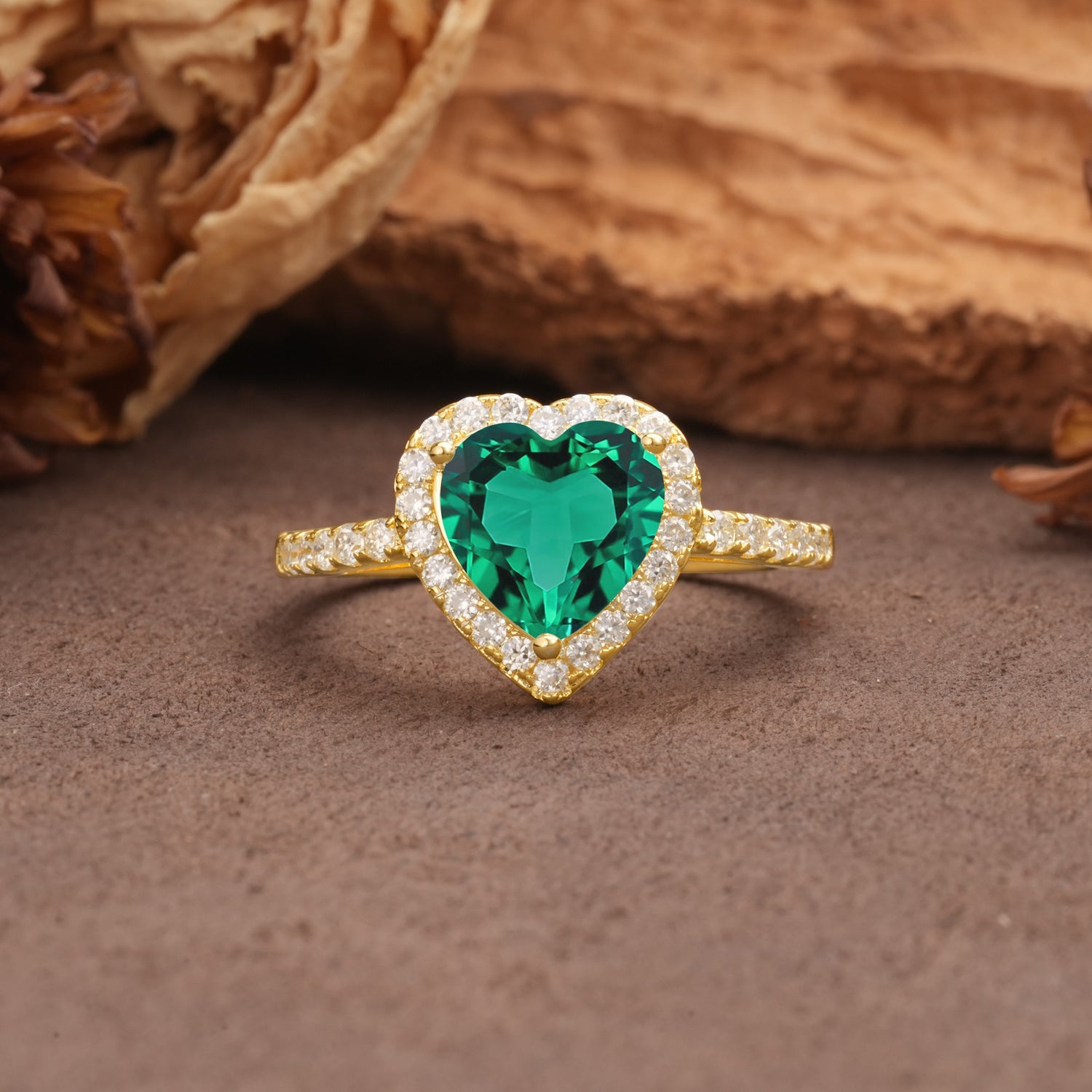 Luxurious & Romantic 3-Prong Heart Cut Emerald Engagement Ring - Additional view