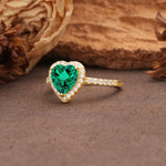 Luxurious & Romantic 3-Prong Heart Cut Emerald Engagement Ring - Additional view