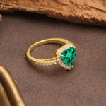 Luxurious & Romantic 3-Prong Heart Cut Emerald Engagement Ring - Additional view