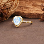Luxurious & Romantic 3-Prong Heart Cut Moonstone Engagement Ring - Additional view